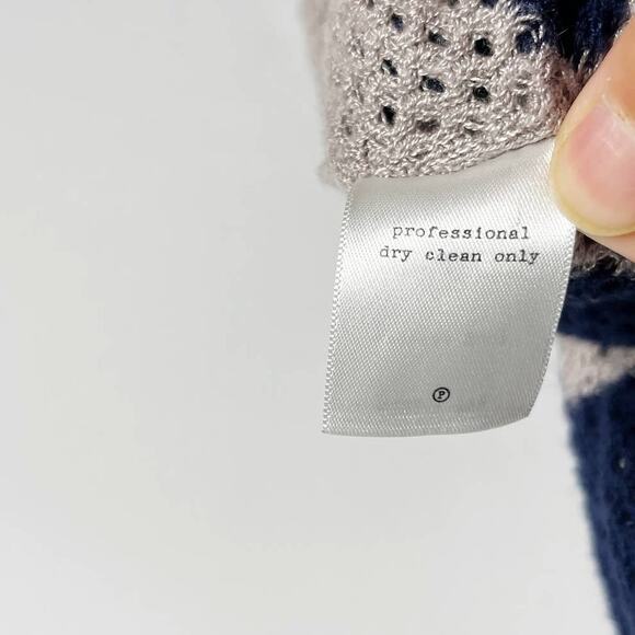 Rag & Bone Womens XSmall Cream Blue Bold Stripe Open Knit Sweater Short Sleeve - Picture 8 of 8